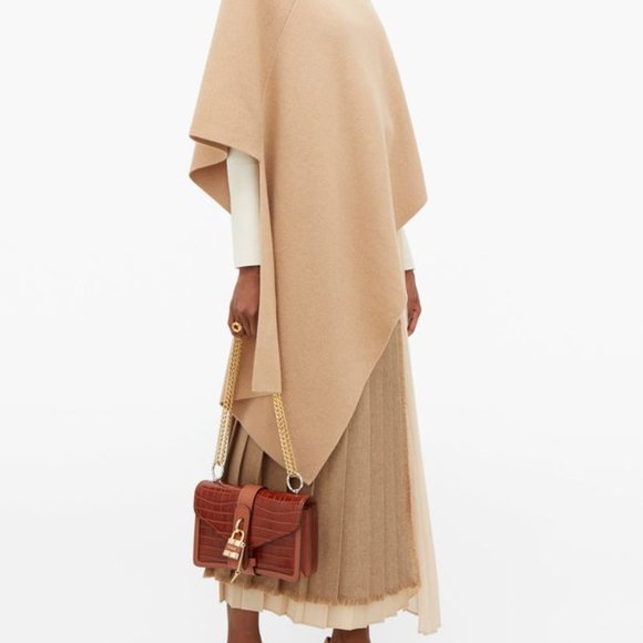 Chloe Handbags - Chloe Aby Chain Croc Embossed Brown Padlock